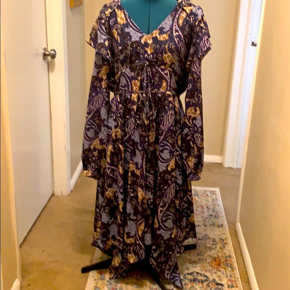 Walter Baker Handkerchief Hem Paisley Dress